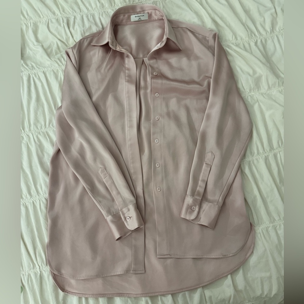 Babaton Satin Shirt in Light Pink